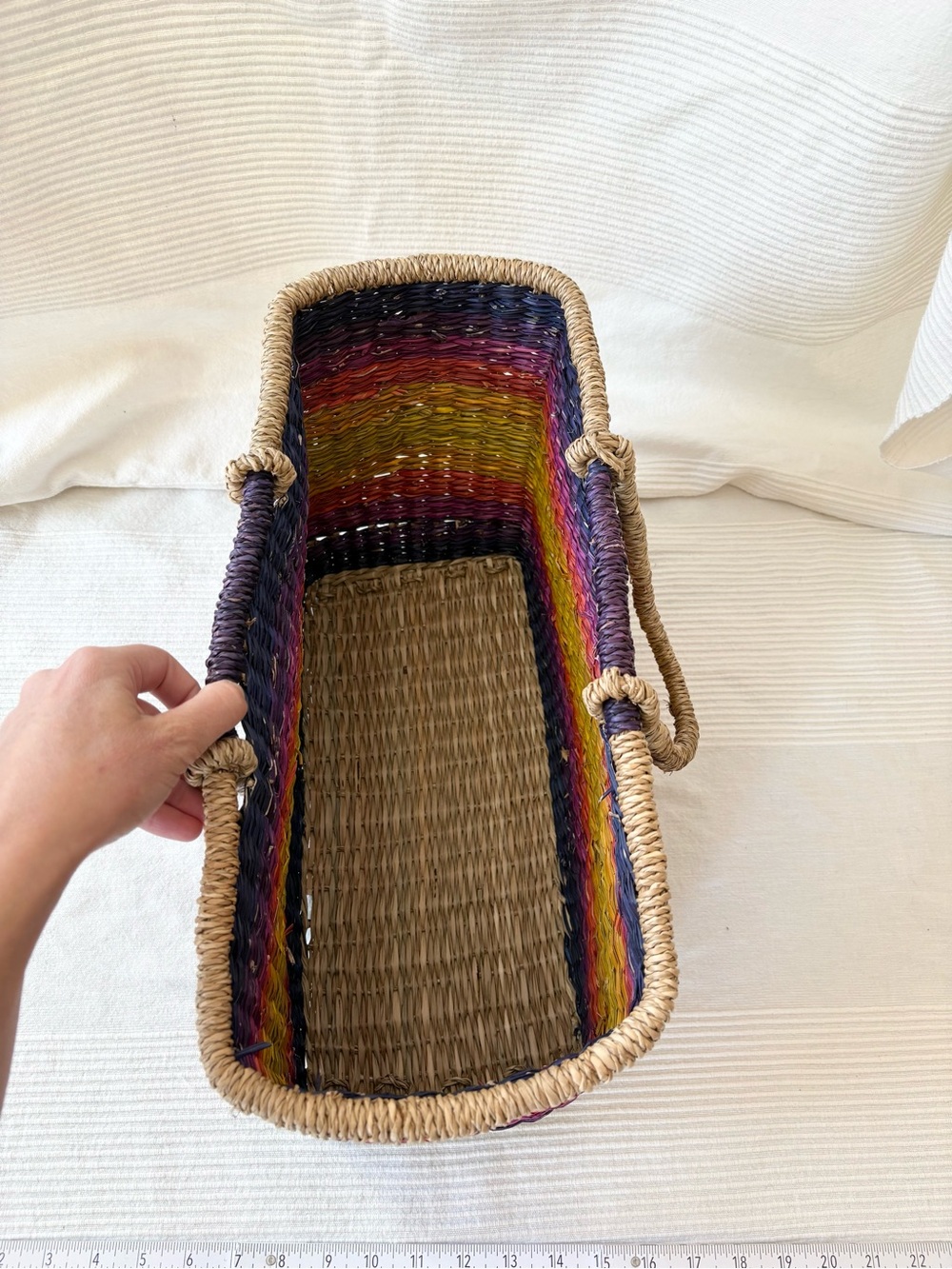 Handwoven Multicolor Straw Tote Beach Bag / Market Bag - Picture 8 of 12
